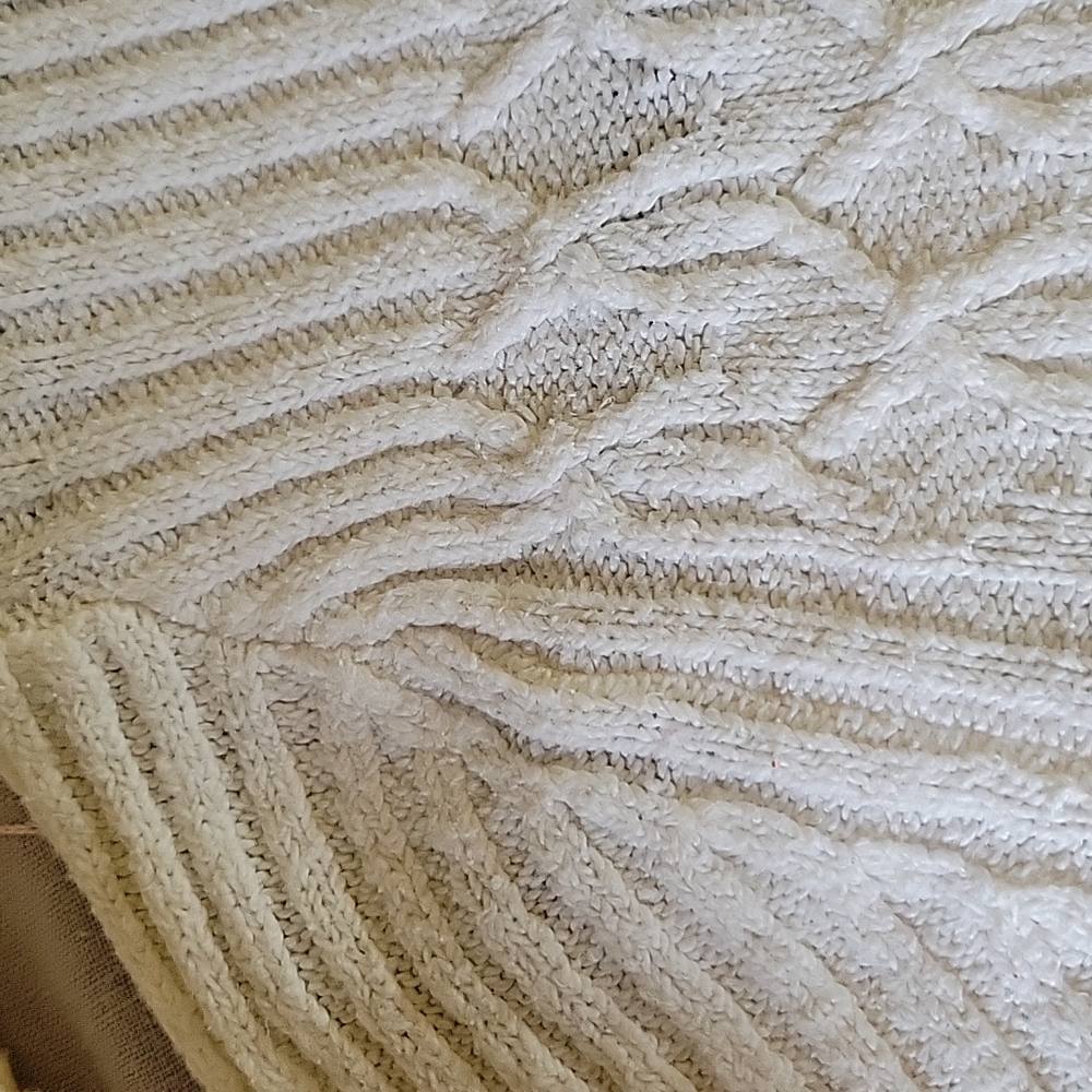 Crofts & Barrow Sweater White Rib Cable Knit Long Sleeve V- Neck Size Medium - Picture 8 of 10